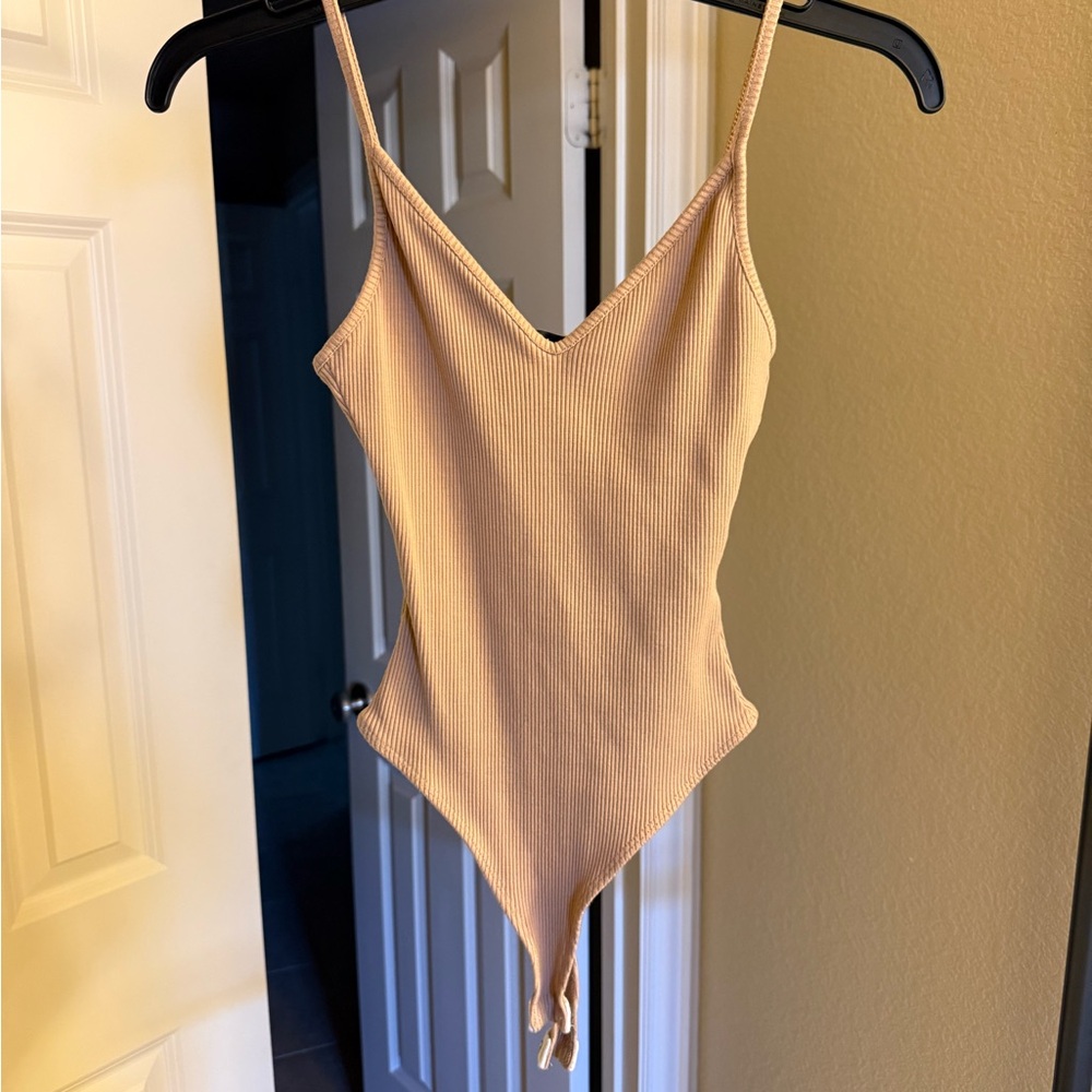 Lulu's Camel Ribbed Bodysuit